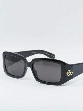 Gucci GG1403S 001 Women Sunglasses Black Rectangle Frame, Grey Lenses